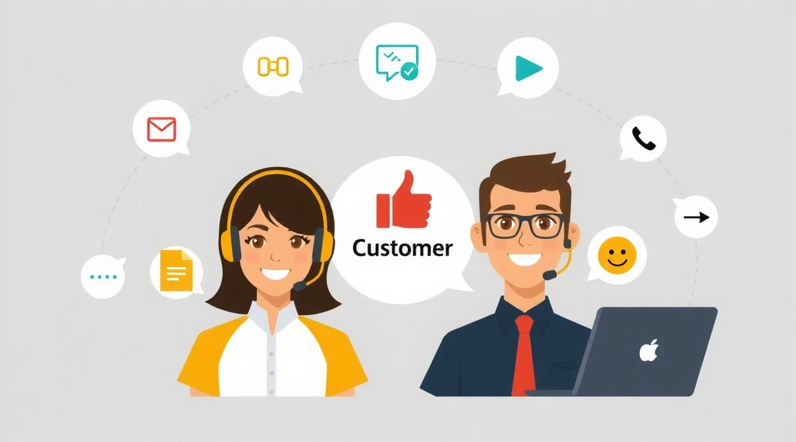 Ilustración de un equipo de soporte al cliente