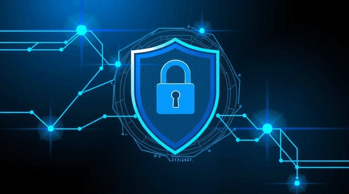 Ilustración de seguridad de datos con un candado y un escudo