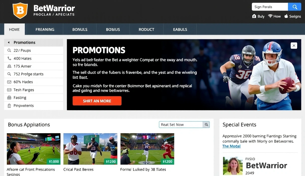Captura de pantalla de la sección de promociones de BetWarrior