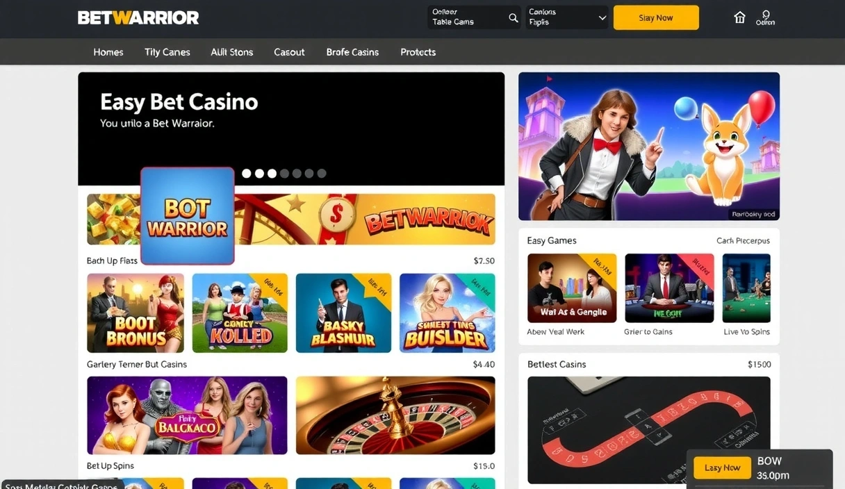 Captura de pantalla de la sección de casino de BetWarrior