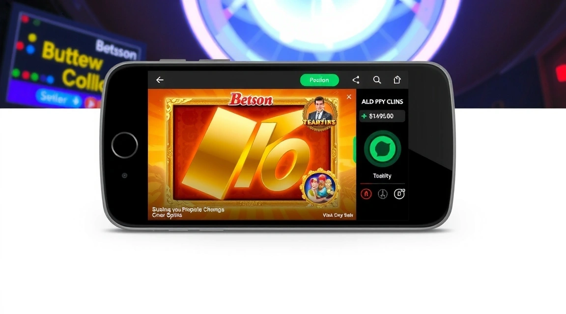 Captura de pantalla de la interfaz móvil de Betsson, mostrando una tragamoneda en un smartphone.