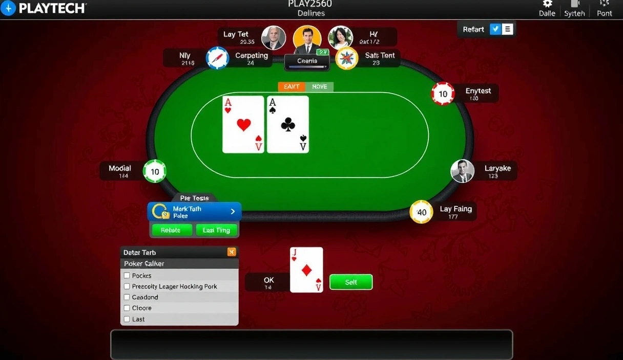 Captura de pantalla de la interfaz de póker online de Playtech