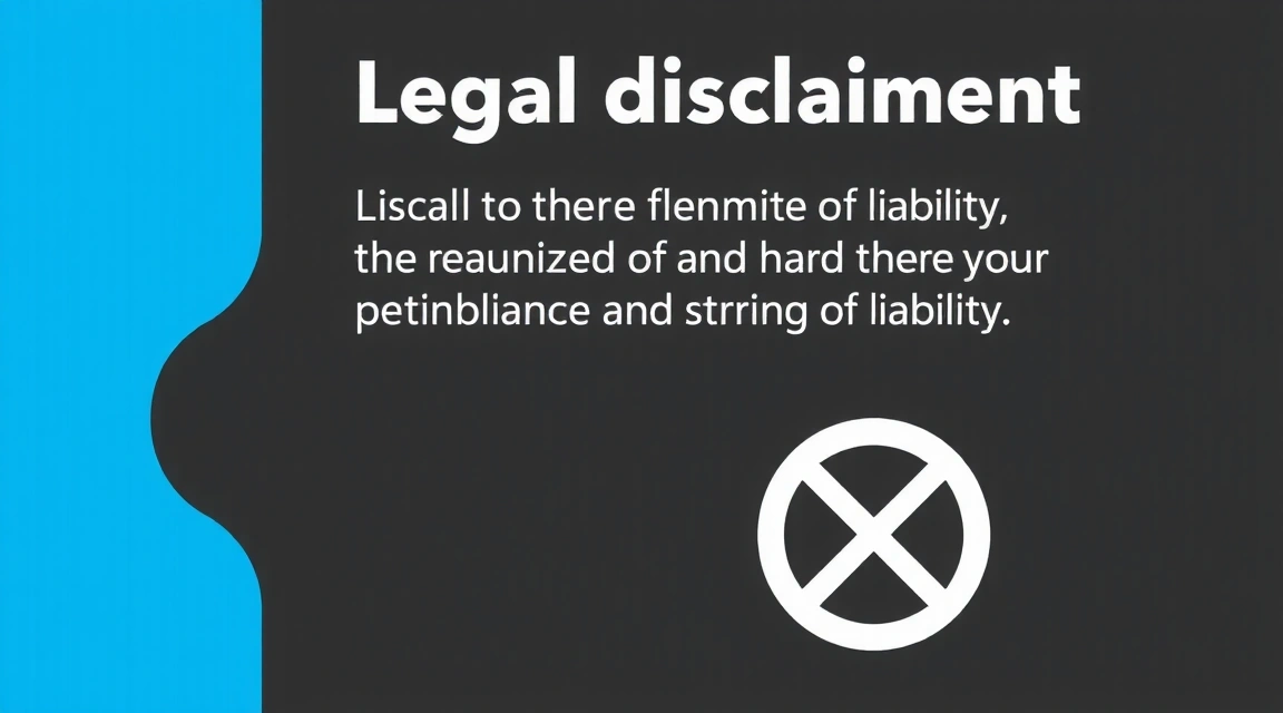 Graphic illustrating legal disclaimer or limitation of liability, with abstract shapes and a 'no responsibility' symbol.